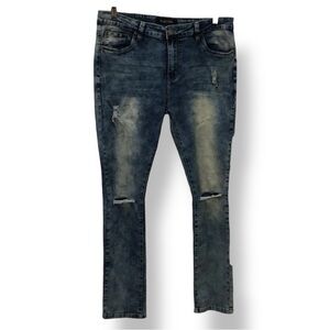 Platform Mens Distressed Denim Skinny Jeans, Medium Wash, size 38x32